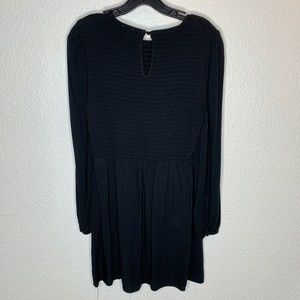 Cotton On Black Long Sleeve Smocked Knee Length Dress L